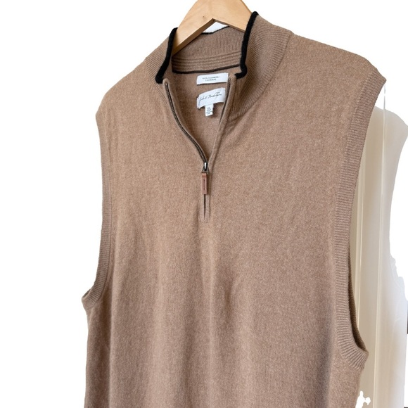 John W. Nordstrom Men's 1/4 Zip 100% Cashmere Sweater Vest Tan 2XL Luxury Soft - Picture 2 of 10